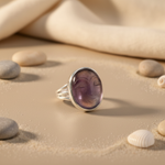 Load image into Gallery viewer, Amethyst Carved Face Ring | 925 Silver | Women's Jewelry
