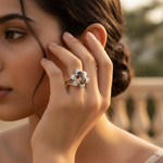 Load image into Gallery viewer, 925 Silver Smoky Quartz Ring | Floral Design for Women
