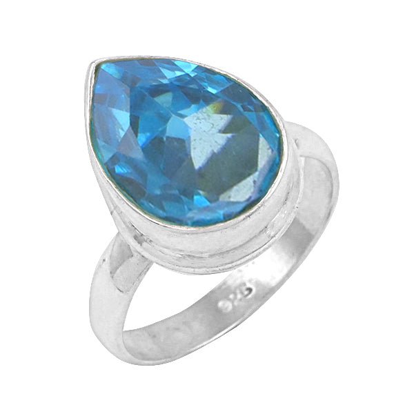 925 Silver Blue Topaz Ring for Women | Pear-Cut Gemstone
