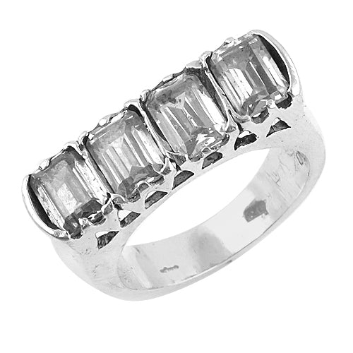 Silver Emerald Cut Ring for Women | Anniversary Gift