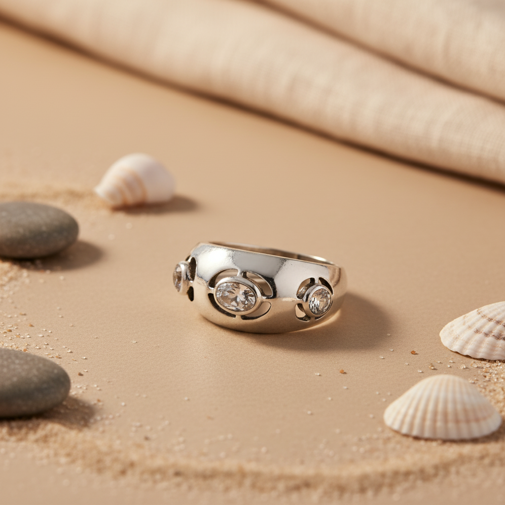 Silver Ring with Cubic Zirconia Stones for Women | Daily Wear