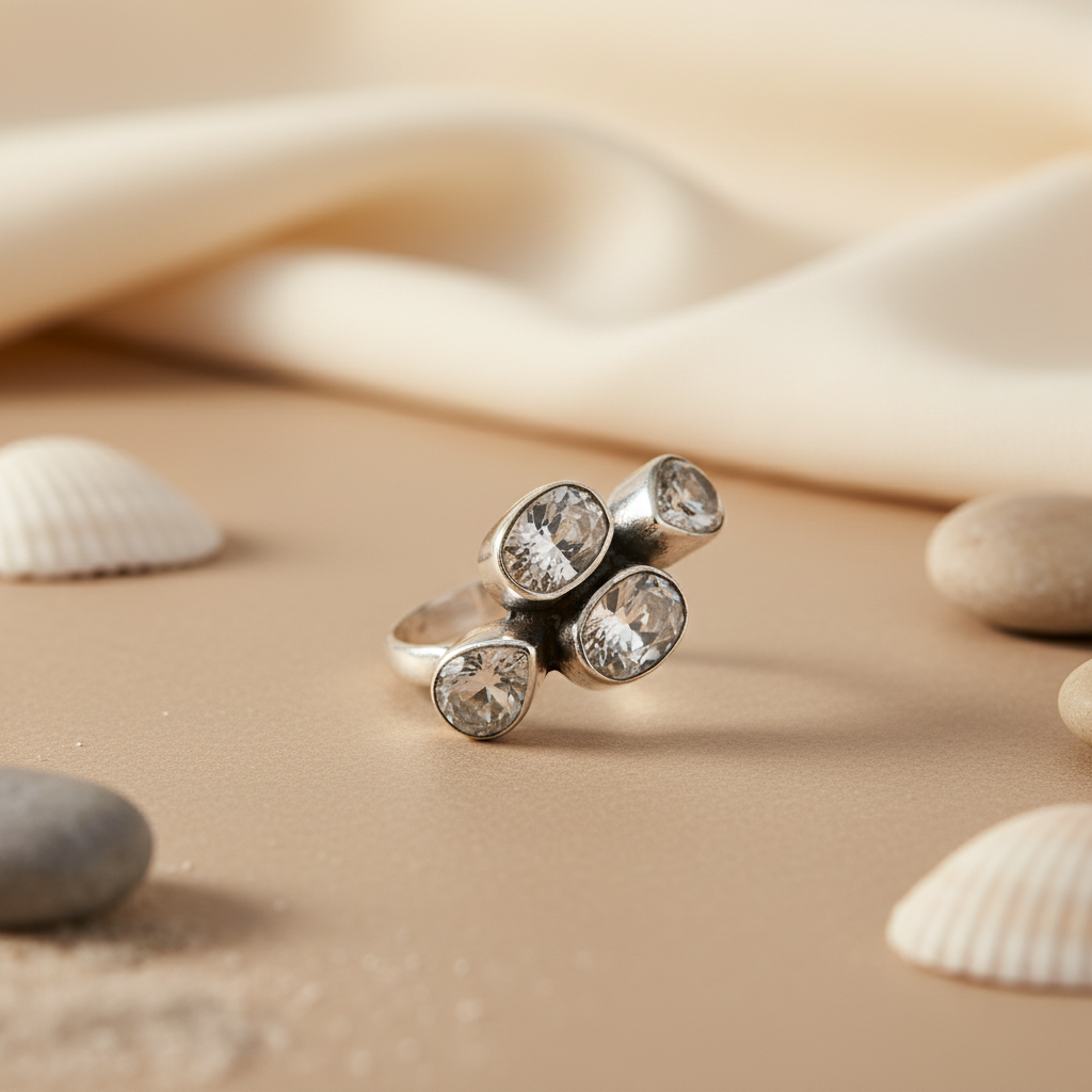 925 Silver White Topaz Ring for Women | Gemstone Ring