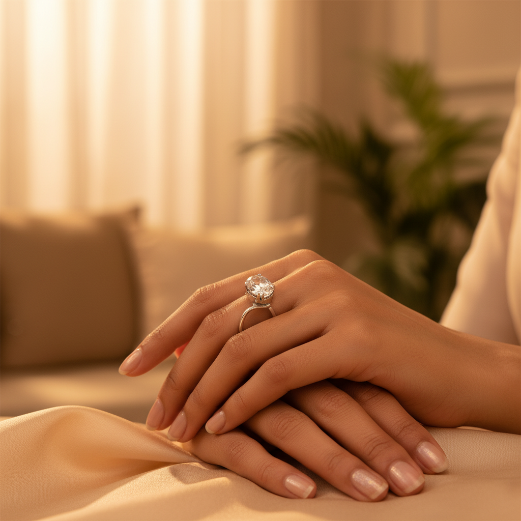 Silver oval cut cubic zirconia ring for women | gift