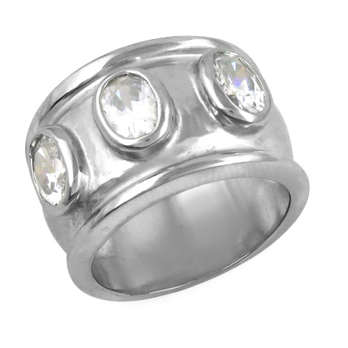 Silver Ring with Cubic Zirconia Stones | Women's Fashion Ring