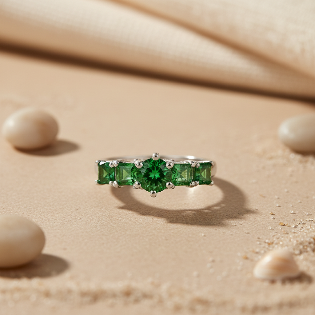 Emerald Gemstone Ring in 925 Silver for Women | Engagement Gift