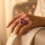 Load image into Gallery viewer, Silver Trillion Ruby Ring for Women | Gemstone Ring
