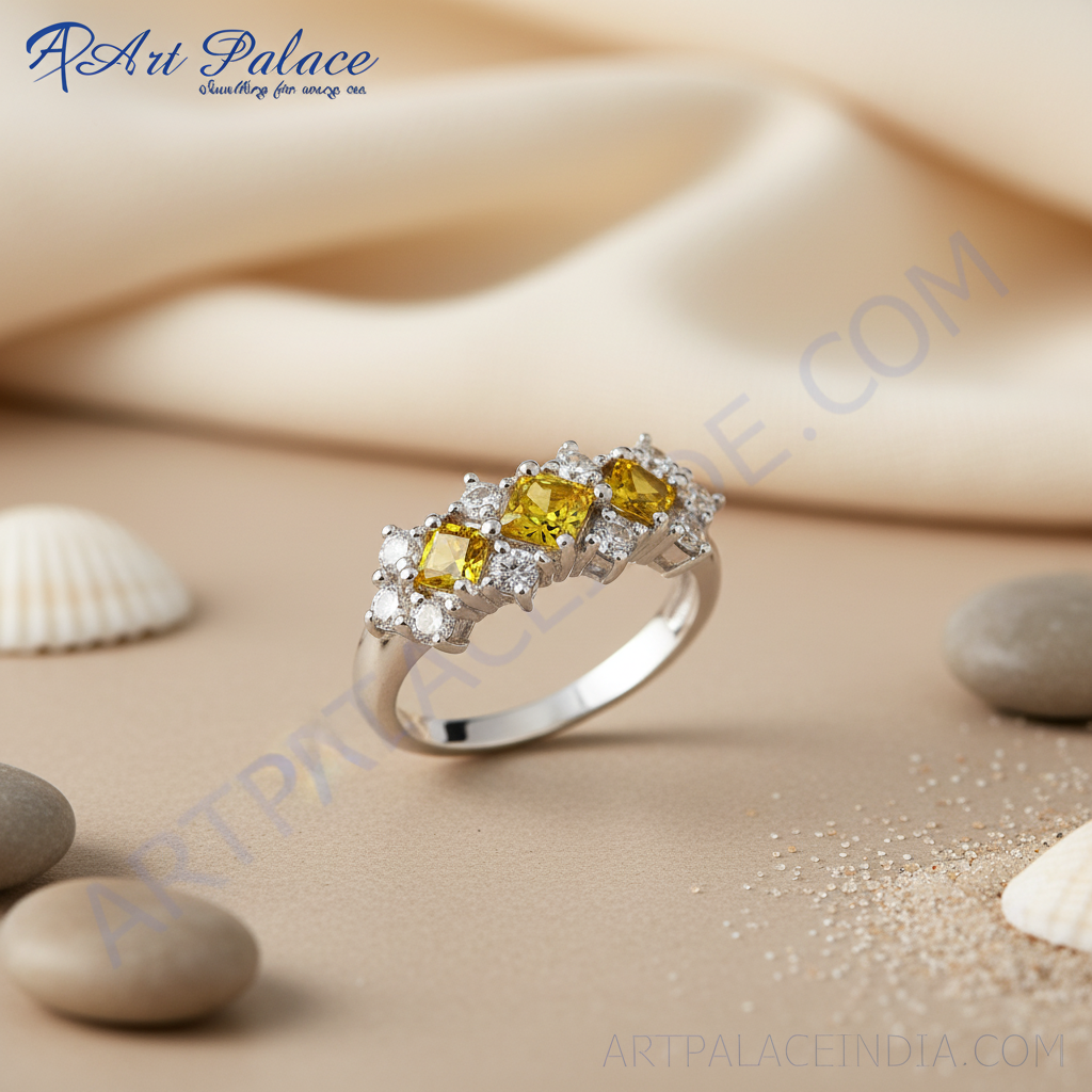 925 Silver Yellow Sapphire Ring for Women | Gemstone Jewelry