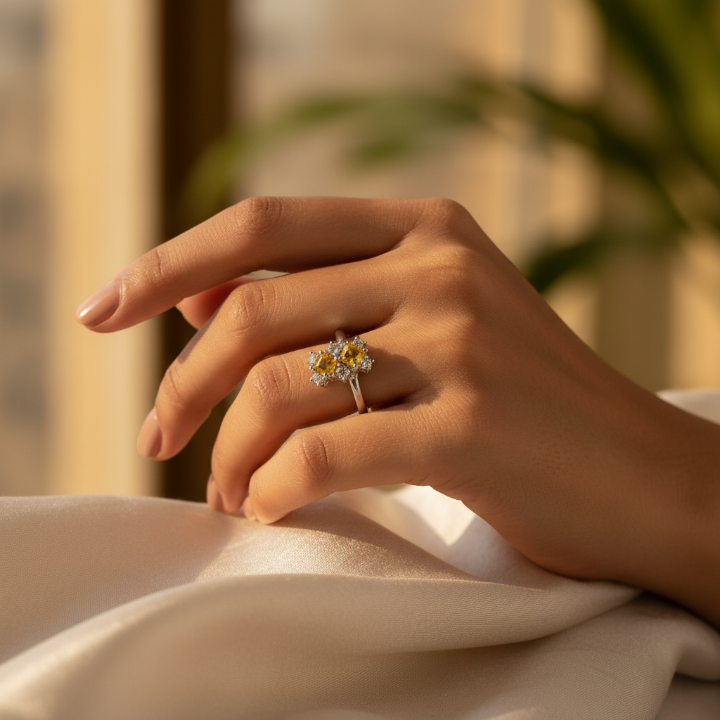 925 Silver Yellow Sapphire Ring for Women | Gemstone Jewelry