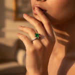 Load image into Gallery viewer, Silver Emerald Ring for Women | Gemstone Jewelry Gift
