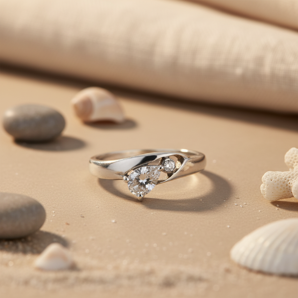 Silver Pear-Cut Cubic Zirconia Ring for Women | Gift Jewelry