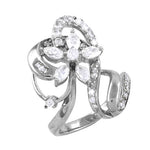 Load image into Gallery viewer, Silver Flower Ring with CZ Stones for Women | Elegant Jewelry
