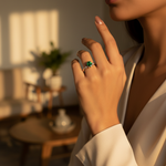 Load image into Gallery viewer, Silver Emerald Ring for Women | Gemstone Engagement Ring

