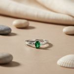 Load image into Gallery viewer, Silver Emerald Ring for Women | Gemstone Engagement Ring
