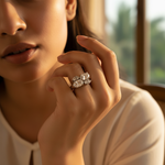 Load image into Gallery viewer, Silver Oval &amp; Round Diamond Ring for Women | Engagement Jewelry
