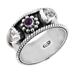 Load image into Gallery viewer, 925 Silver Amethyst &amp; Quartz Ring for Women | Statement Ring
