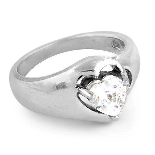 Silver Heart Diamond Ring for Women | Engagement Ring