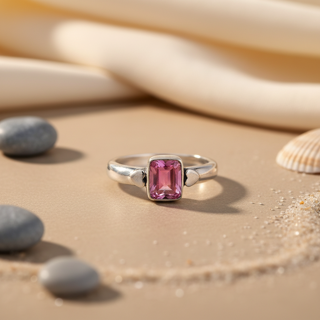 925 Silver Pink Topaz Ring for Women | Gemstone Jewelry