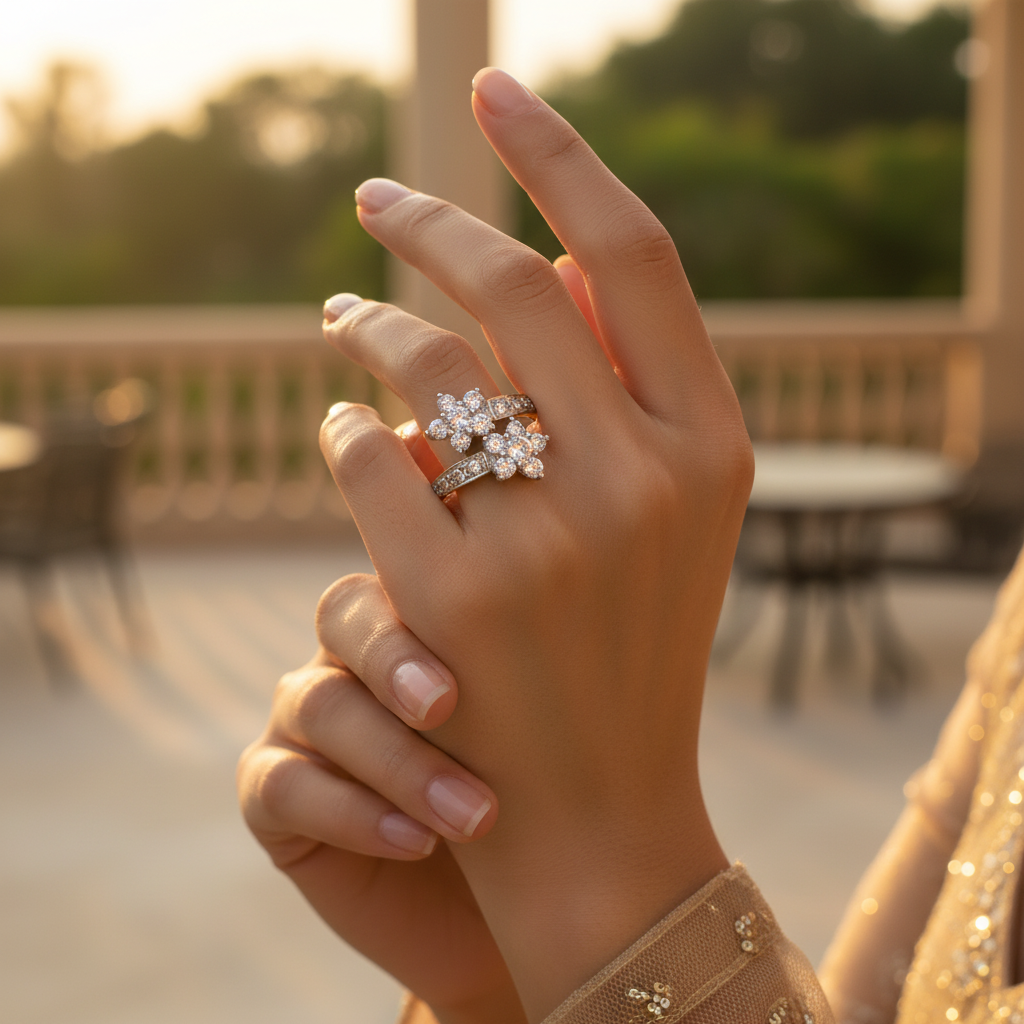 Silver Flower Ring with Cubic Zirconia | Women's Ring