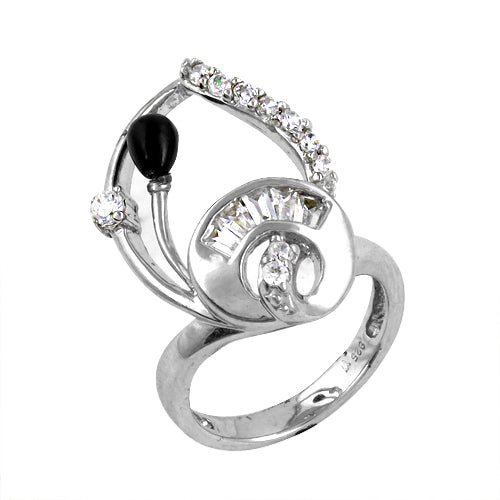 925 Silver Onyx Diamond Ring for Women | Statement Ring