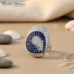 Load image into Gallery viewer, Silver Sapphire &amp; Diamond Ring for Women | Cocktail Ring
