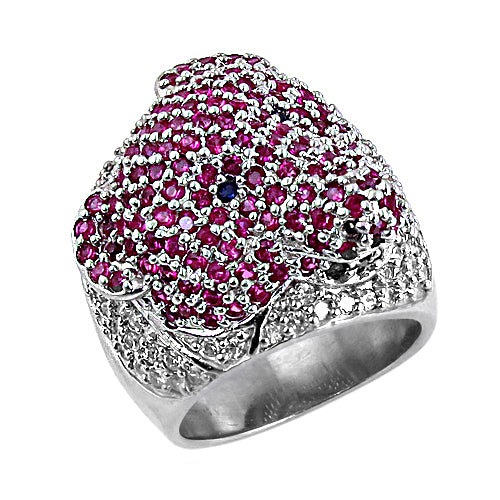 Ruby & White CZ Ring | 925 Silver | Women's Ring | Gift