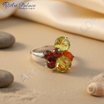 Load image into Gallery viewer, Silver Multi-Gemstone Cocktail Ring for Women | Statement Ring

