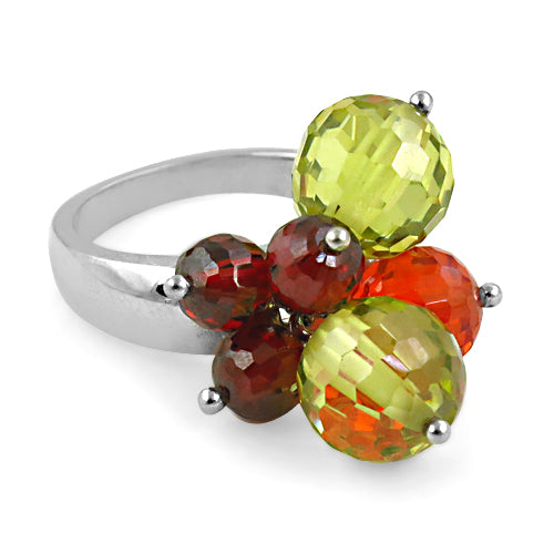 Silver Multi-Gemstone Cocktail Ring for Women | Statement Ring