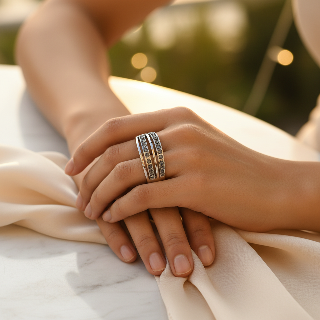 Silver Ring with Cubic Zirconia Stones for Women | Daily Wear Jewelry