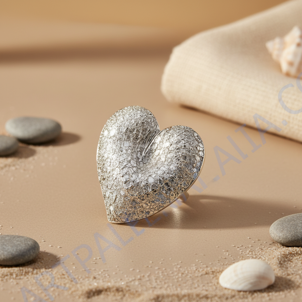 Silver heart ring | textured finish | fashion jewelry for women