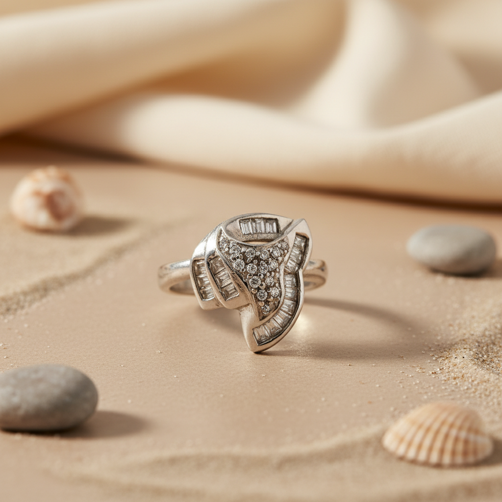 Silver Baguette Diamond Ring for Women | Statement Jewelry