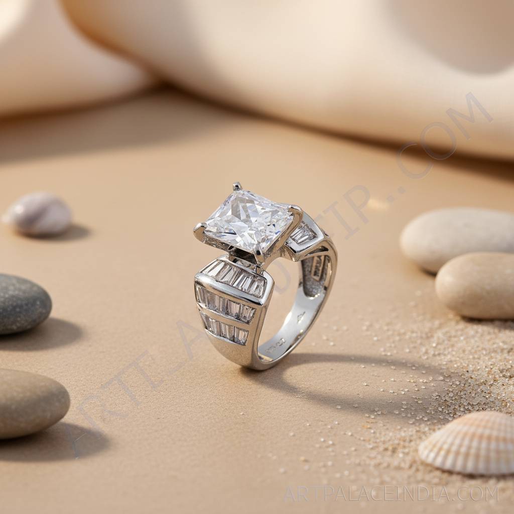 925 Silver Princess Cut Cubic Zirconia Ring for Women