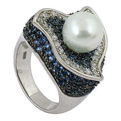 Silver Pearl & Gemstone Ring for Women | Statement Jewelry