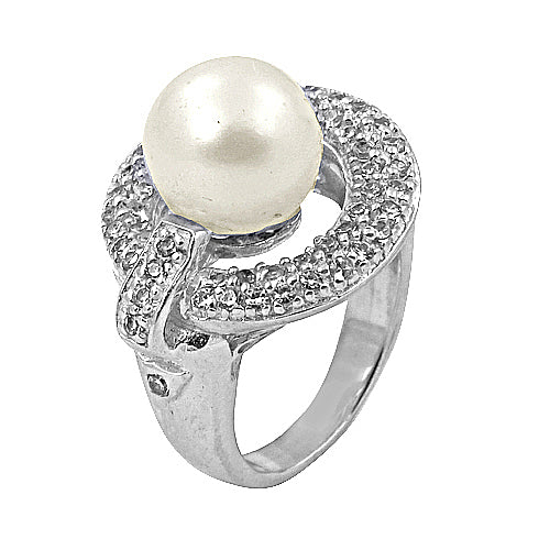 Pearl & Cubic Zirconia Ring for Women | Sterling Silver Ring