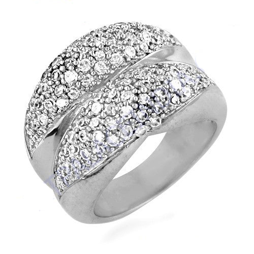Silver Cubic Zirconia Pave Ring for Women | Cocktail Ring