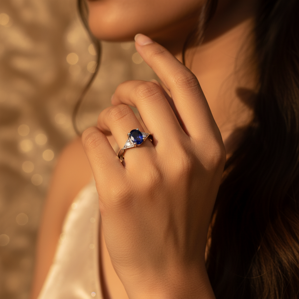 925 Silver Blue Sapphire Ring for Women | Gemstone Jewelry