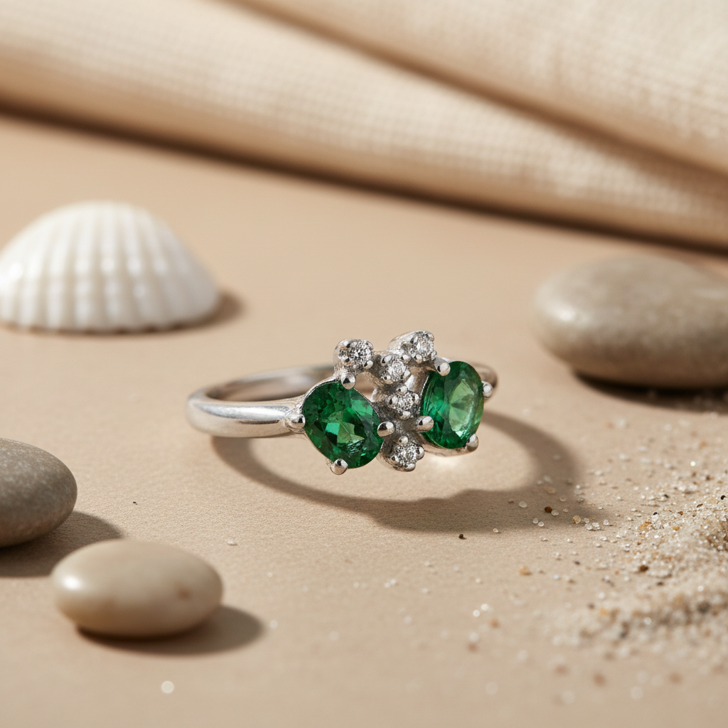 925 Silver Emerald Ring for Women | Gemstone Jewelry