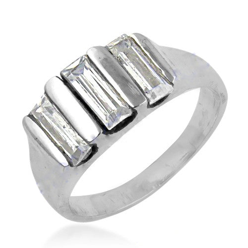 Silver Ring with White CZ Stones | Women's Fashion Jewelry