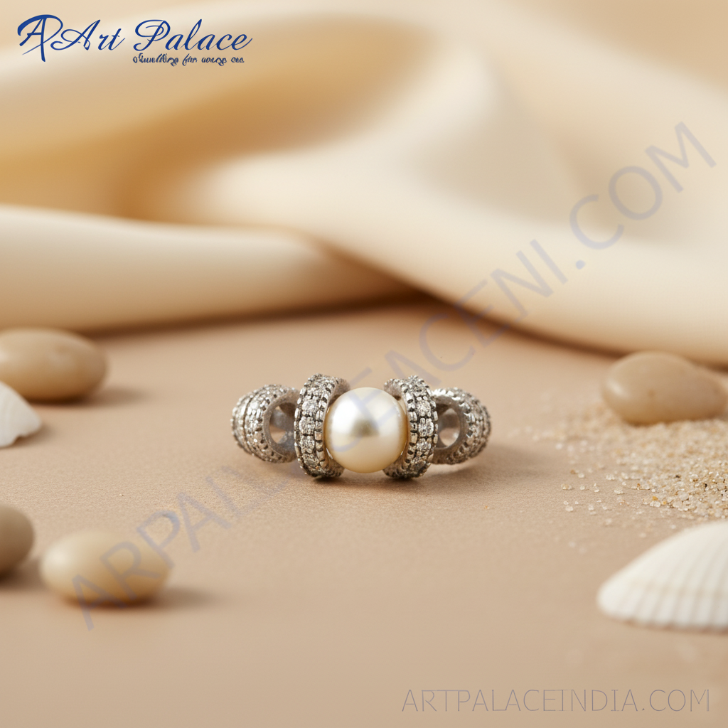 Silver Pearl Ring for Women | Elegant Wedding Band