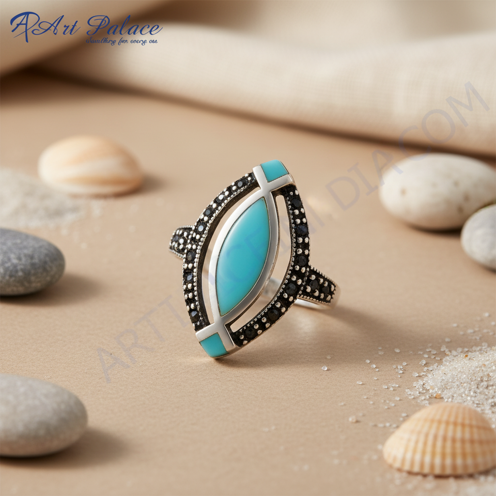 925 Silver Turquoise Ring for Women | Statement Jewelry