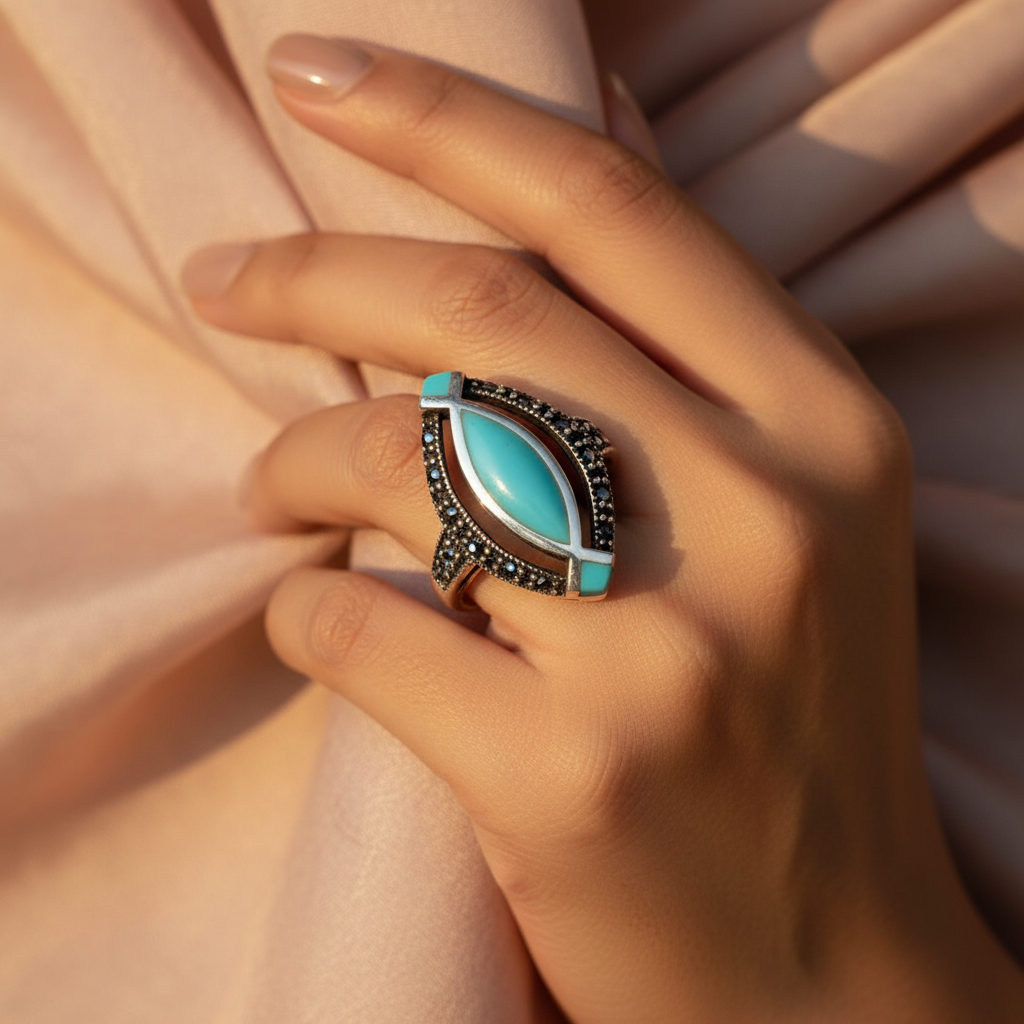 925 Silver Turquoise Ring for Women | Statement Jewelry