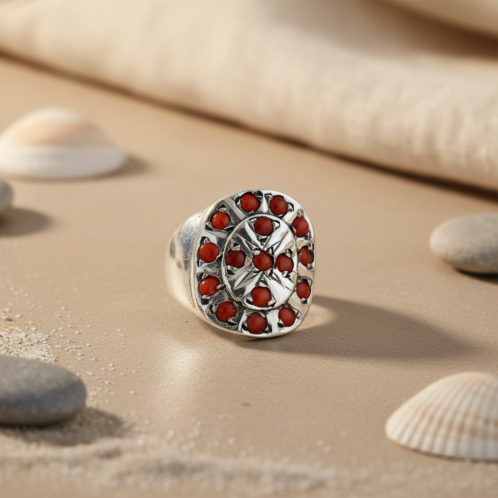 925 Sterling Silver Coral Ring | Gemstone Jewelry for Women