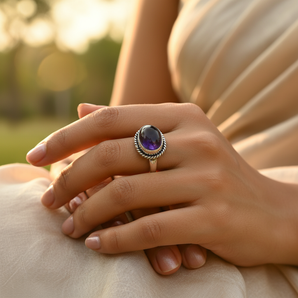925 Sterling Silver Amethyst Ring for Women | Gift Jewelry