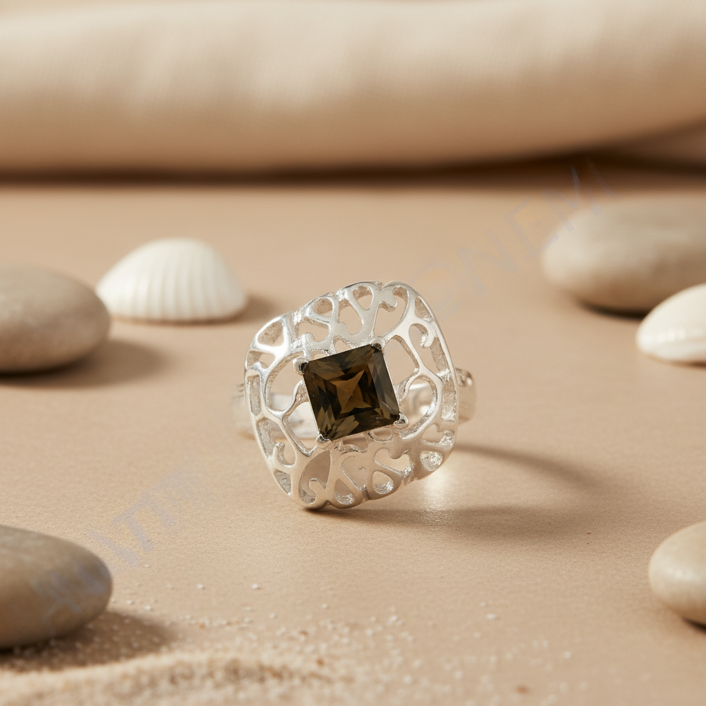 925 Silver Smoky Quartz Ring for Women | Statement Jewelry