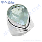 Load image into Gallery viewer, 925 sterling silver aquamarine gemstone ring, pear cut, light blue-green color, women's jewelry
