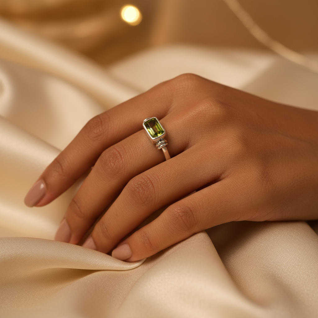 925 Silver Peridot Ring for Women | Gemstone Jewelry