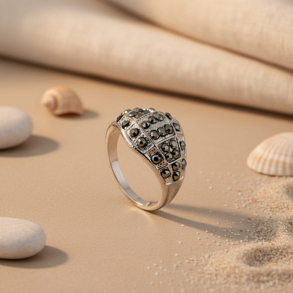 Silver Marcasite Ring for Women | Cocktail Party Jewelry Gift