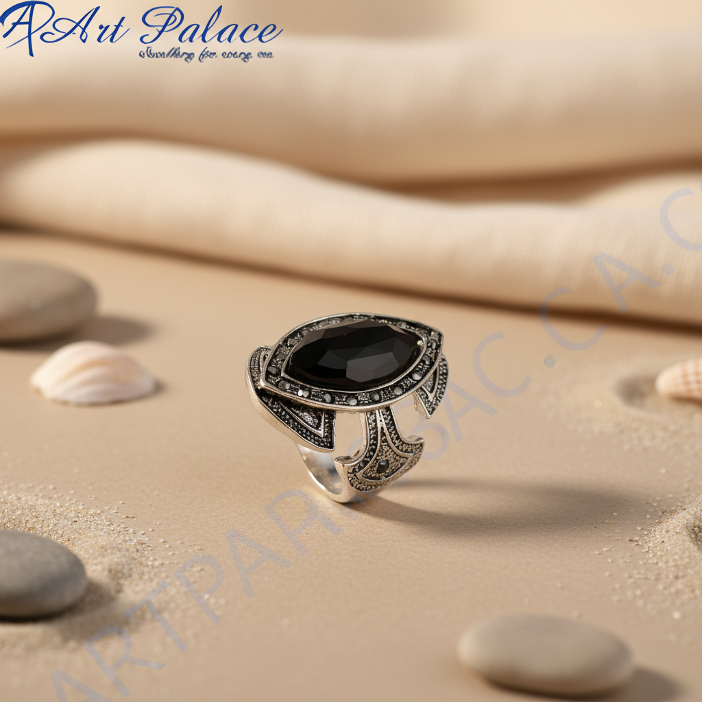 Silver Onyx Ring for Women | Statement Ring | Gift