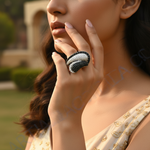 Load image into Gallery viewer, Silver Ring with Black Stones for Women | Statement Jewelry
