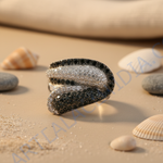 Load image into Gallery viewer, Silver Ring with Black Stones for Women | Statement Jewelry
