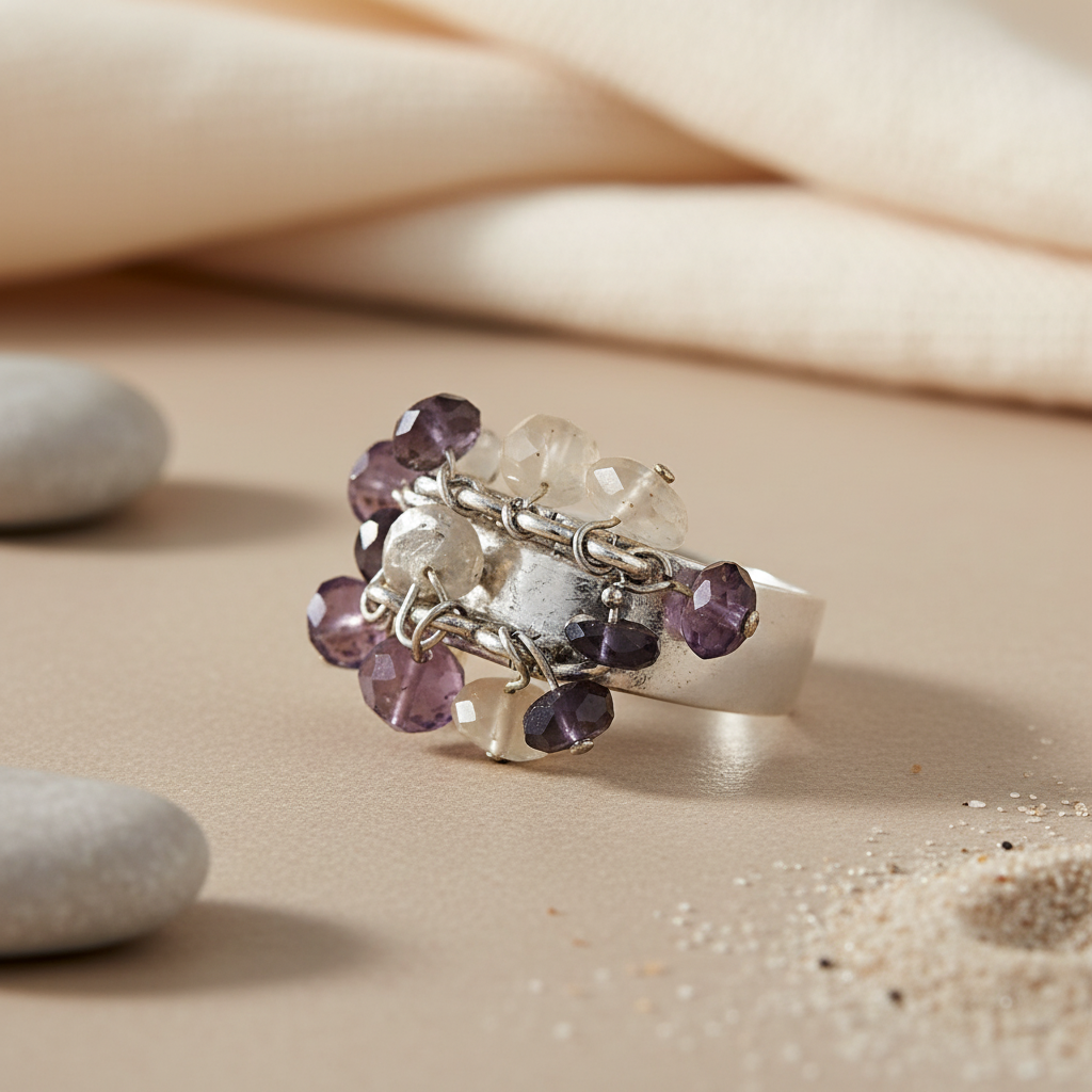 Silver Gemstone Cocktail Ring for Women | Statement Jewelry